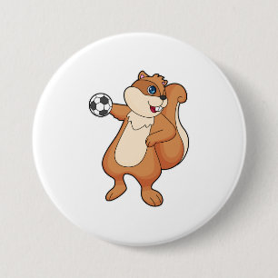 Badge Rond 7,6 Cm Handball joueur d'écureuil