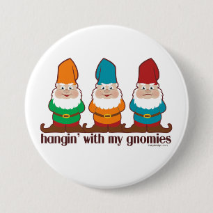 Badge Rond 7,6 Cm Hangin Bleu Avec Mes Gnomes