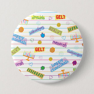 Badge Rond 7,6 Cm Hanoukka Button, Parti Chanukah