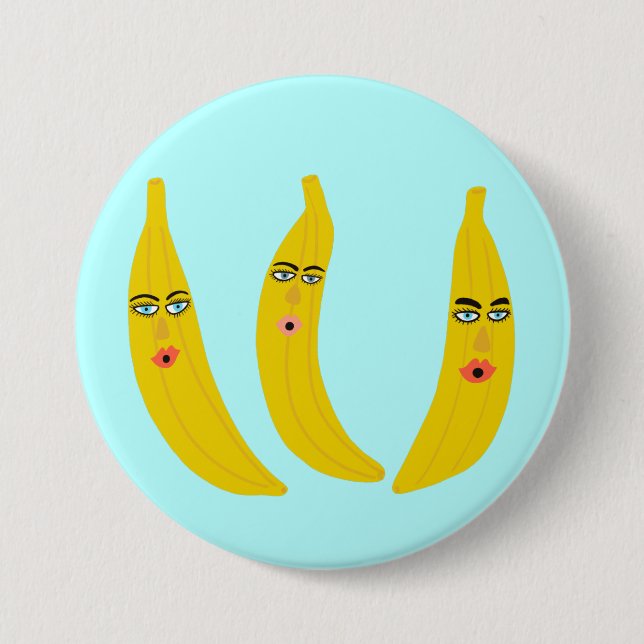 Badge Rond 7,6 Cm Happy Banana Trio Whimsical (Devant)