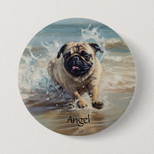 Badge Rond 7,6 Cm Happy Carlin at the Beach personnalisable