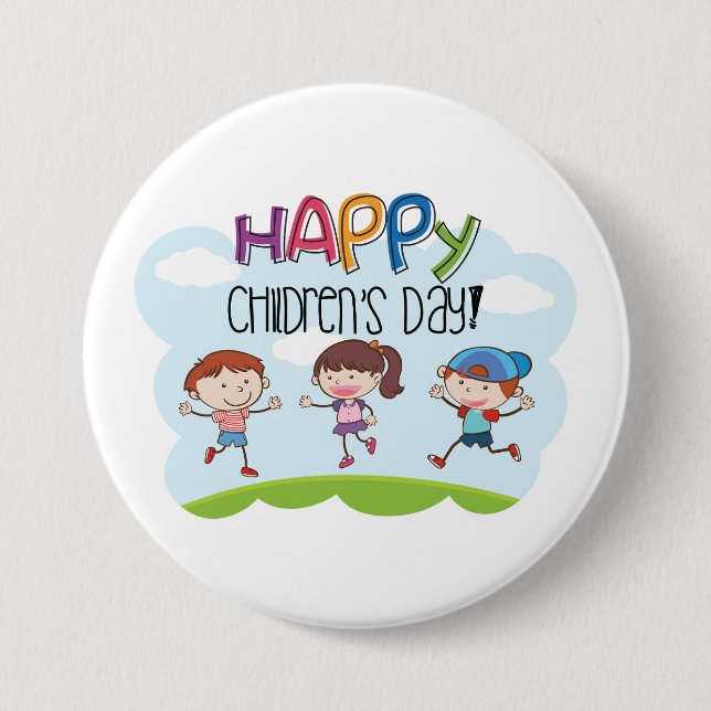 Badge Rond 7,6 Cm Happy Childrens Day Kids Celebration (Devant)