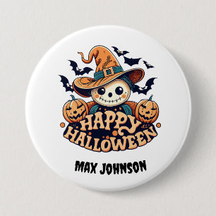 Badge Rond 7,6 Cm Happy Halloween - Haunted House Orange Black