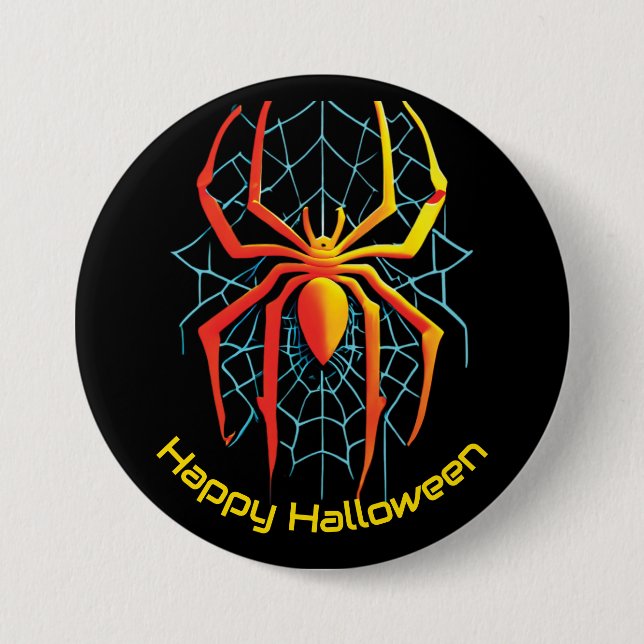 Badge Rond 7,6 Cm Happy Halloween Spider Web (Devant)
