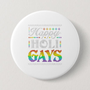 Badge Rond 7,6 Cm Happy Holigays Rainbow Gay LGBT laid
