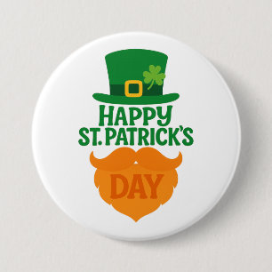 Badge Rond 7,6 Cm Happy Jour de la Saint Patrick Leprechaun Beard et