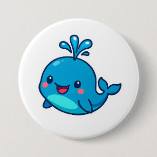Badge Rond 7,6 Cm Happy Kawaii Baleine Sticker - mignon ami Océan