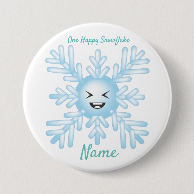 Badge Rond 7,6 Cm Happy Snowflake Emoticon Thunder_Cove (Devant)