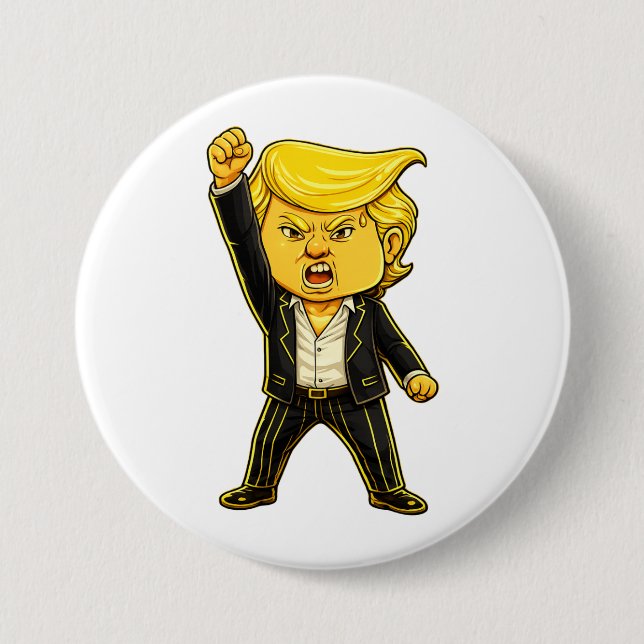 Badge Rond 7,6 Cm Happy Trump Pin Meme Fight Fight Angry Trump Pop (Devant)