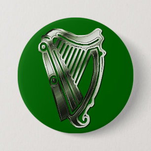 Badge Rond 7,6 Cm Harpe du jour de St Patrick d'étiquette de nom de
