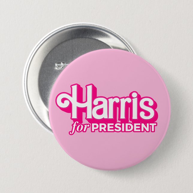 Badge Rond 7,6 Cm Harris pour le président Pink Style (Devant & derrière)