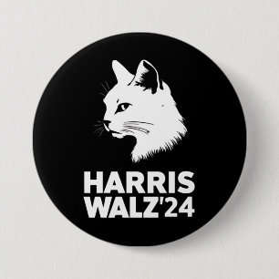 Badge Rond 7,6 Cm Harris Waltz 2024 Élection Drôle Chat Kamala Tim 