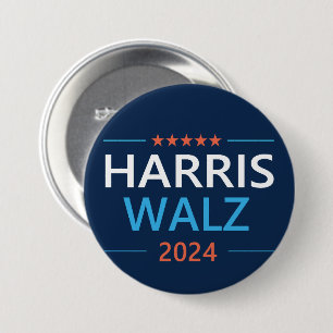 Badge Rond 7,6 Cm Harris Walz 2024 pour Président