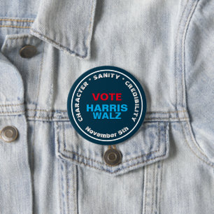 Badge Rond 7,6 Cm HARRIS WALZ Caractère Sanité Crédibilité