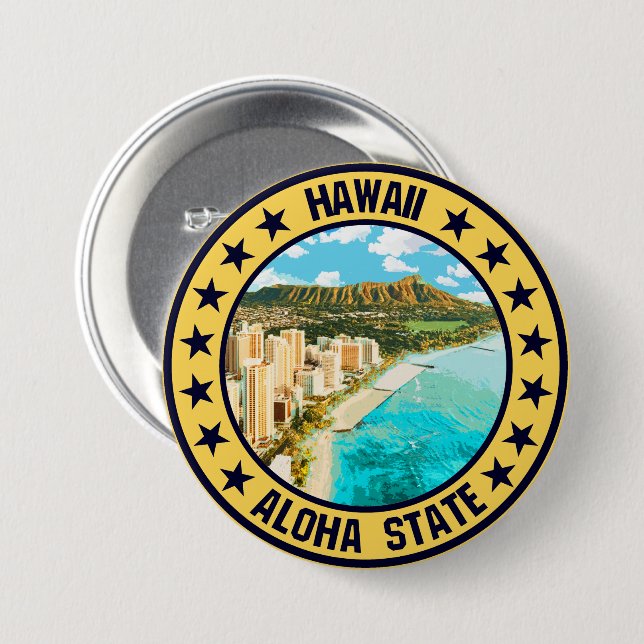Badge Rond 7,6 Cm Hawaii                                             (Devant & derrière)