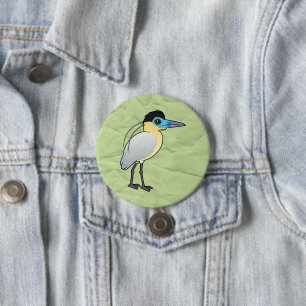Badge Rond 7,6 Cm Héron à capuchon Birdorable