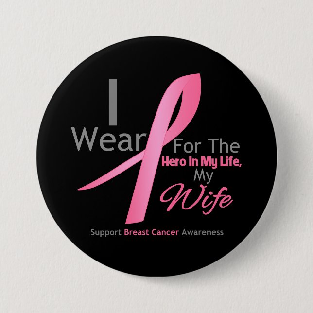 Badge Rond 7,6 Cm Héros du cancer du sein - Femme (Devant)