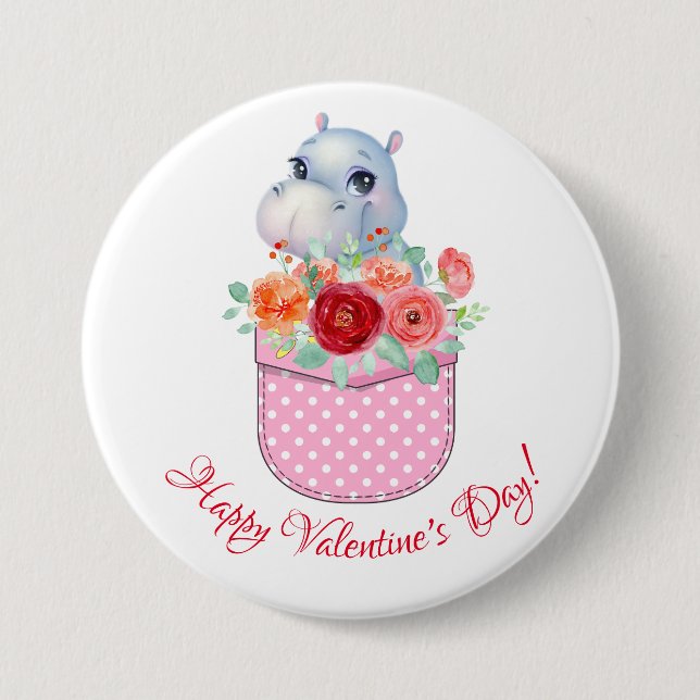 BADGE ROND 7,6 CM HEUREUSE SAINTE-VALENTIN ! (Devant)