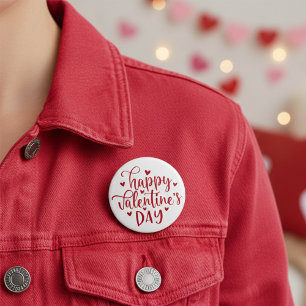 Badge Rond 7,6 Cm Heureuse Sainte-Valentin mignon aux Coeurs rouges