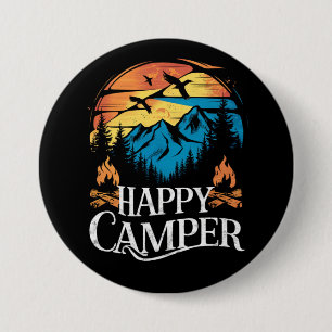 Badge Rond 7,6 Cm Heureux campeur Rétro vintage Équipage de camping 