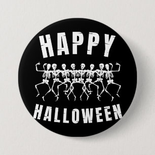 BADGE ROND 7,6 CM HEUREUX HALLOWEEN DANSER SKELETONS