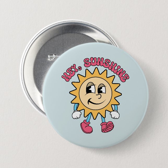 Badge Rond 7,6 Cm Hey, Sunshine - Vibes d'été (Devant & derrière)