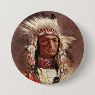Badge Rond 7,6 Cm Hiawatha Portrait en chef des Indiens d'Amérique