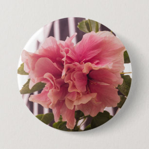 Badge Rond 7,6 Cm Hibiscus rose 02