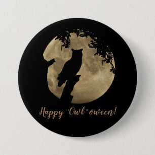 Badge Rond 7,6 Cm Hibou d'Halloween