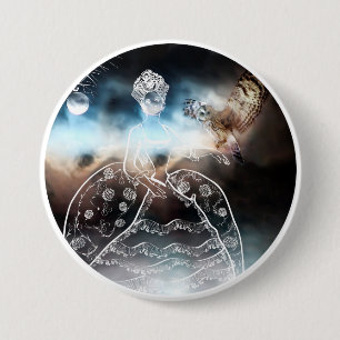 Badge Rond 7,6 Cm Hibou et Dame