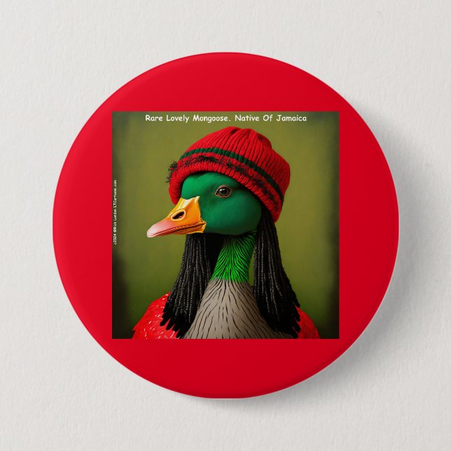 Badge Rond 7,6 Cm Hilarant Mangouste Reggae Jamaïcain Oie du Canada (Devant)