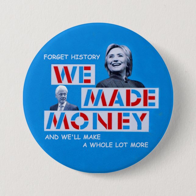 Badge Rond 7,6 Cm Hillary et Bill Clinton (Devant)