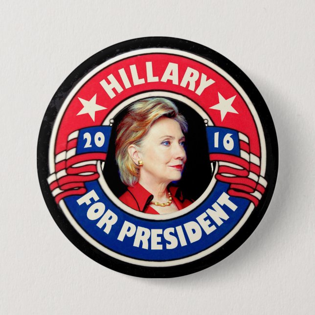 Badge Rond 7,6 Cm Hillary pour le président 2016 (Devant)
