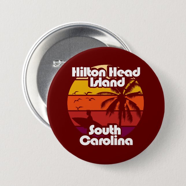 Badge Rond 7,6 Cm Hilton Head Island Caroline du Sud (Devant & derrière)