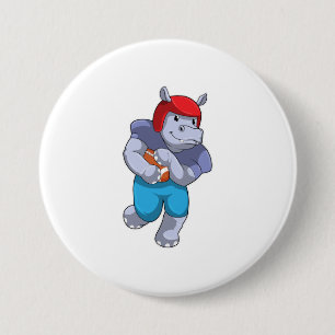Badge Rond 7,6 Cm Hippo à Football Sports