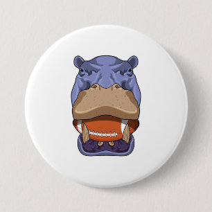Badge Rond 7,6 Cm Hippo à Football Sports