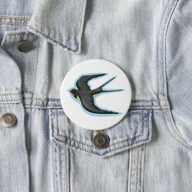 Badge Rond 7,6 Cm Hirondelle en vol (Créateur téléchargé)