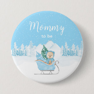 Badge Rond 7,6 Cm Hiver Ours Bleu Dormir Maman À Être