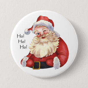 Badge Rond 7,6 Cm Ho ! Ho ! Ho ! Père Noël à l'ancienne