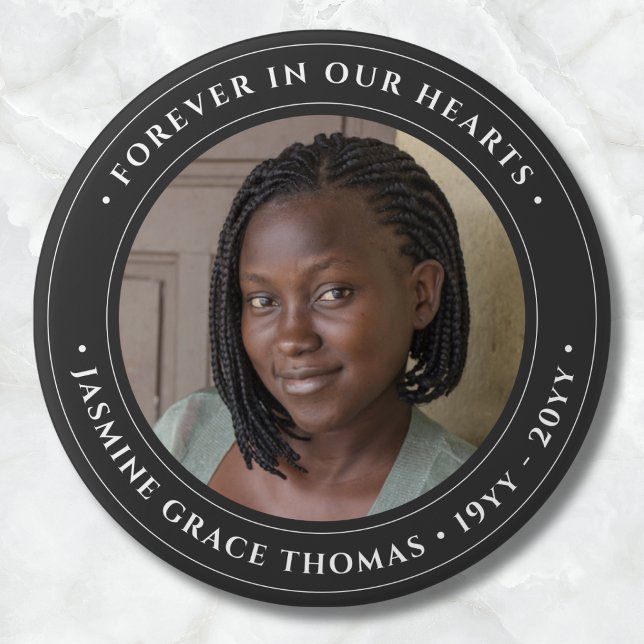 Badge Rond 7,6 Cm Hommage au Souvenir (Gray Photo Memorial Button)