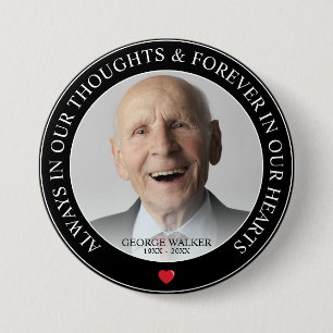 Badge Rond 7,6 Cm Hommage aux photos commémoratives modernes Funér