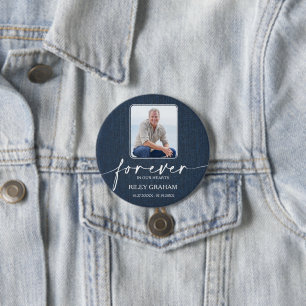 Badge Rond 7,6 Cm Hommage mémorial de photo de funérailles en jean b