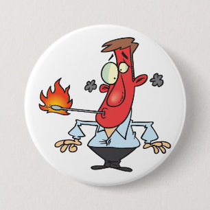 Badge Rond 7,6 Cm Homme au visage rouge amusant avec fièvre au therm