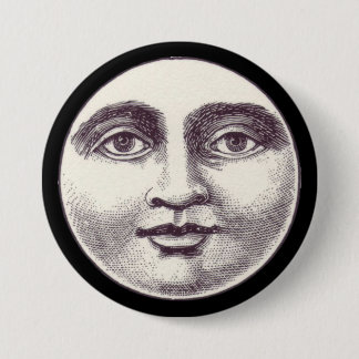 Badge Rond 7,6 Cm Homme vintage de la pleine lune visage 