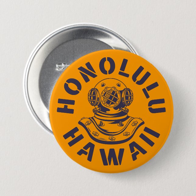 Badge Rond 7,6 Cm Honolulu, Hawaii (Devant & derrière)