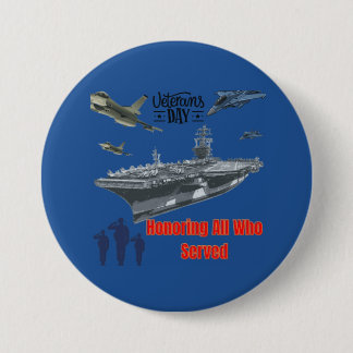 Badge Rond 7,6 Cm Honorer la puissante marine bleu profond