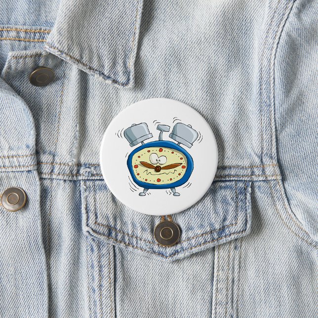 Badge Rond 7,6 Cm Horloge Drôle D'Alarme Cartoon Quirky Se Réveiller (Créateur téléchargé)