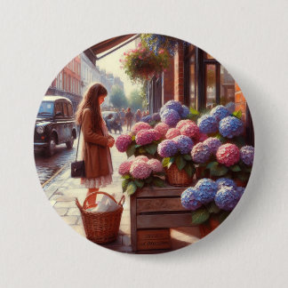 Badge Rond 7,6 Cm hortensia