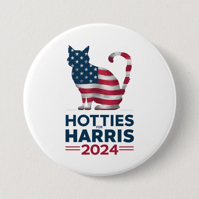 Badge Rond 7,6 Cm Hotties For Harris 2024 Cat Ladies Kamala Harris (Devant)