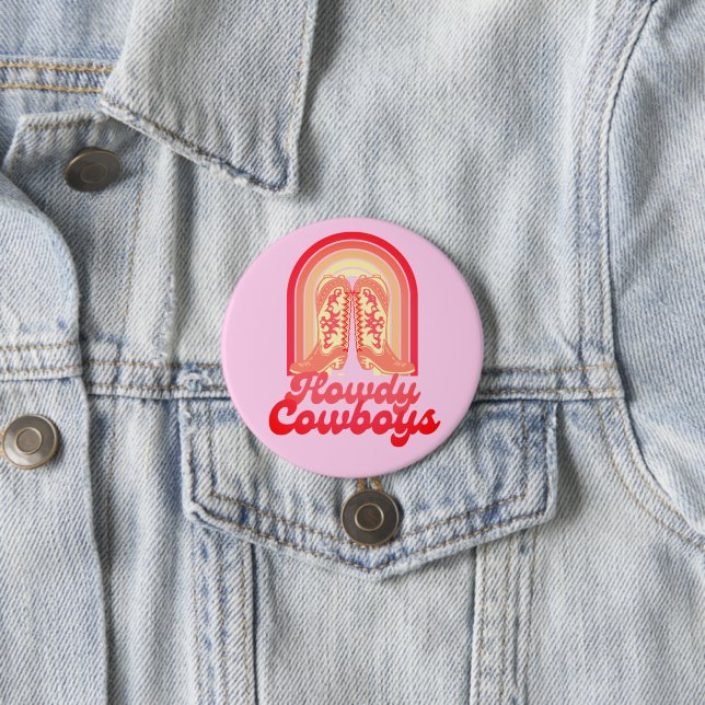 Badge Rond 7,6 Cm Howdy Cowboys Cute Cowgirl Boots Style occidental (En situation)